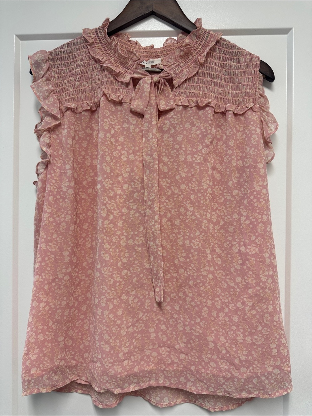 NWT Dusty Pink Floral Ruffled Tie-Neck Camisole